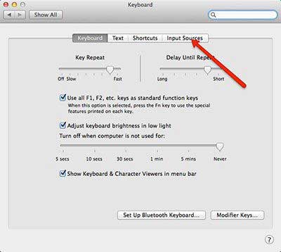 تغییر زبان کیبورد در مک بوک
